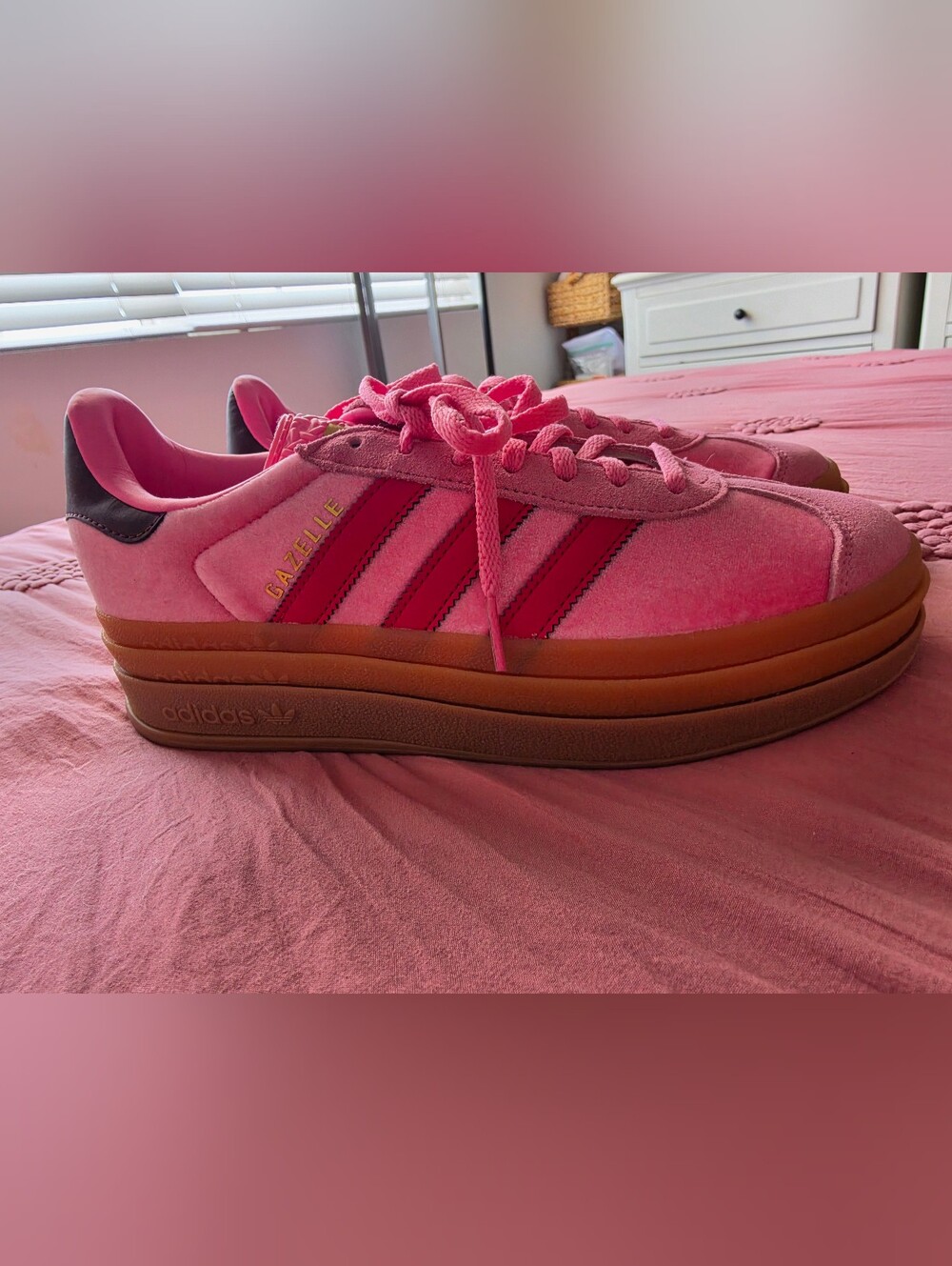 adidas Pink Suede Platform Gazelle Sneakers